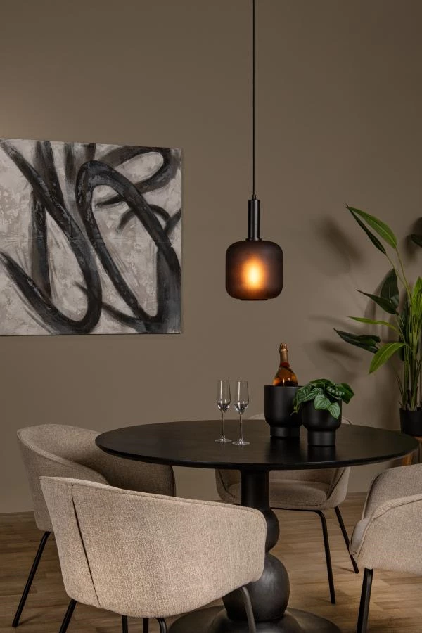 Lucide ELOISE - Pendant light - Ø 21 cm - 1xE27 - Black - atmosphere 1